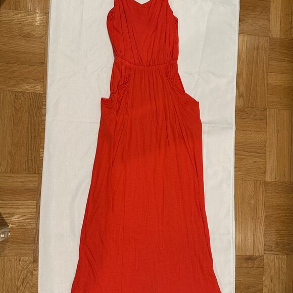 Gap Vibrant Red Drapey Pocket Maxi Dress - Petite XS - Pockets - Picture 3 of 6